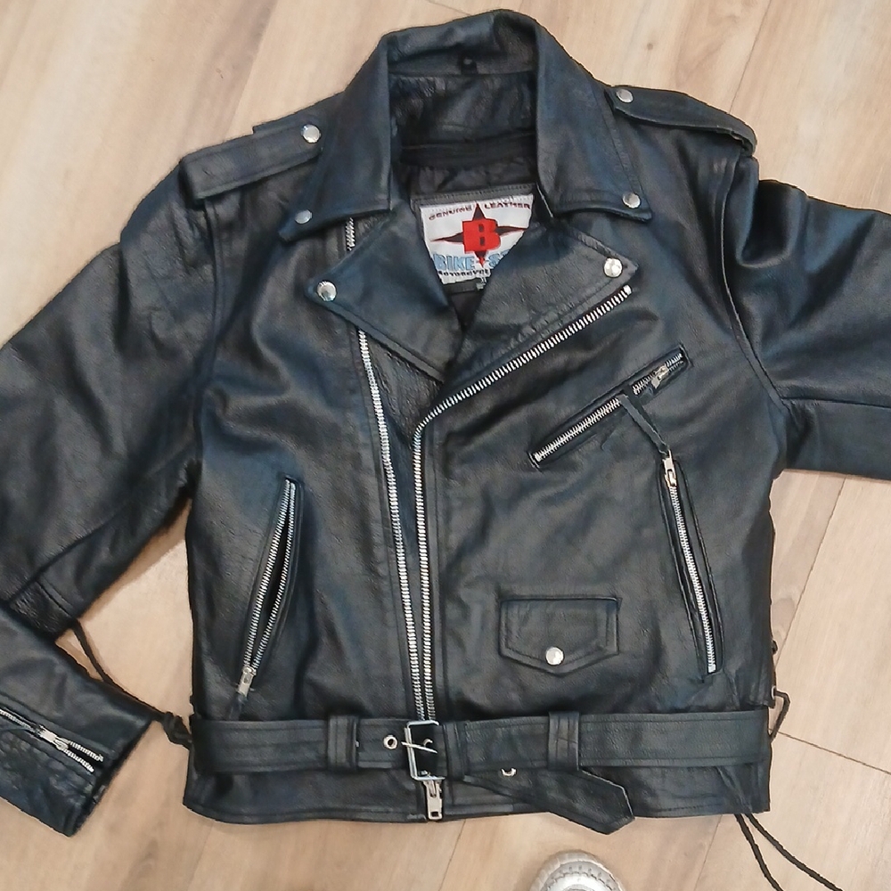 Rebels Black Leather Bomber Jacket - image 4